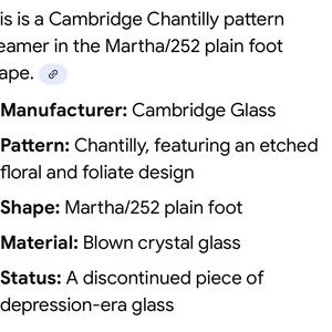 Cambridge glass Chantilly Creamer & Sugar bowl- Crystal Glass